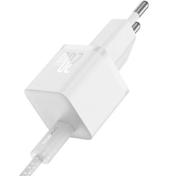 Фото - Сетевое зарядное устройство Baseus GaN5 Fast Charger 1C 20W EU Moon Fast Charging Data Cable Type-C White (P10110900213-01)