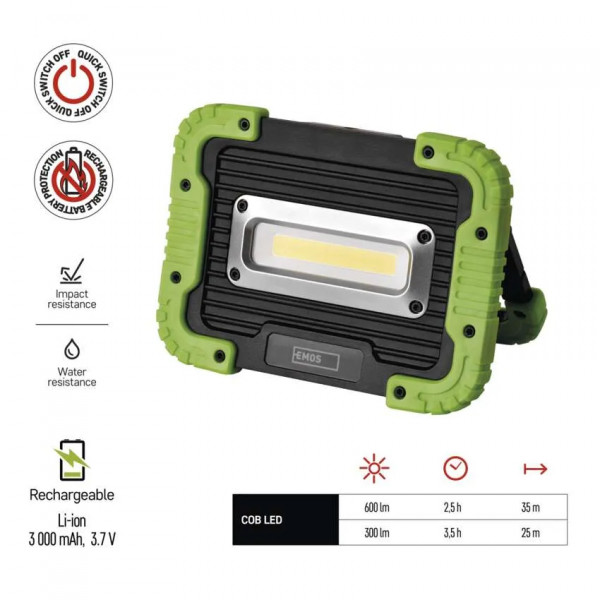 Фото - Фонарь EMOS LED P4534 5W 600Lm Li-Ion, прожектор.пласт.
