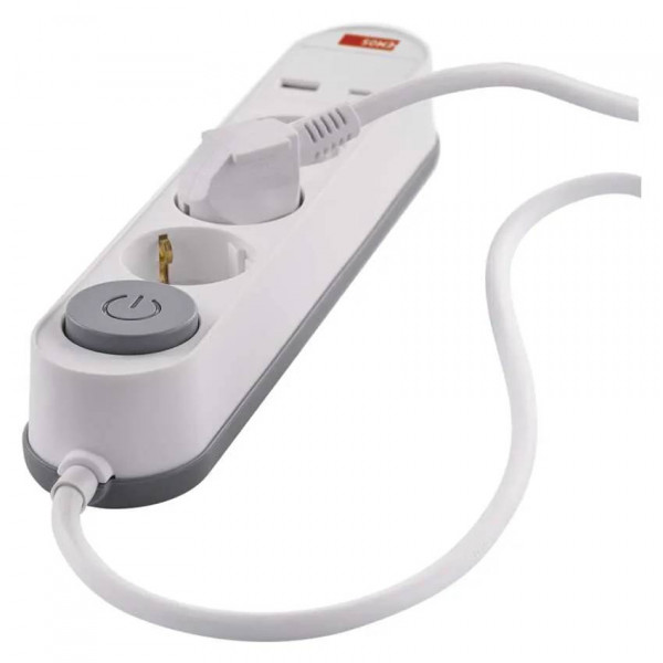 Фото - Удлинитель 220В EMOS P1322PD, 3 розетки, 2 м. 1× USB-A + 1× USB-C