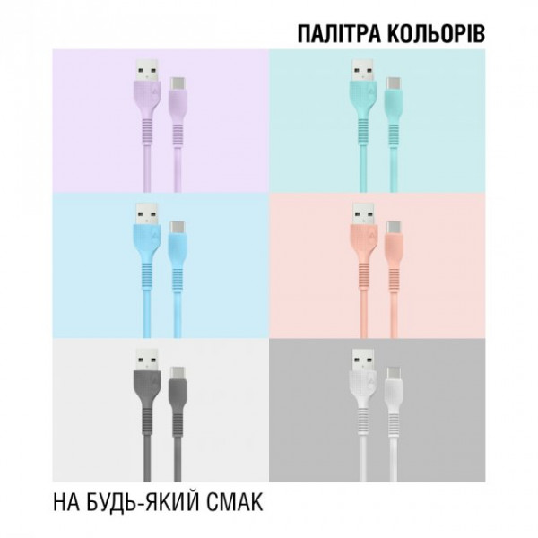 Фото - Кабель синхронизации данных ACCLAB USB to Type-C 1,2m  Mint (AL-CBCOLOR-T1MT)