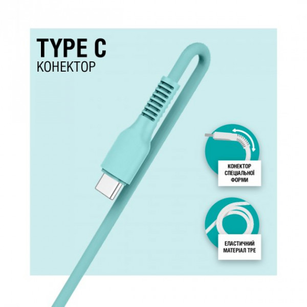 Фото - Кабель синхронизации данных ACCLAB USB to Type-C 1,2m  Mint (AL-CBCOLOR-T1MT)