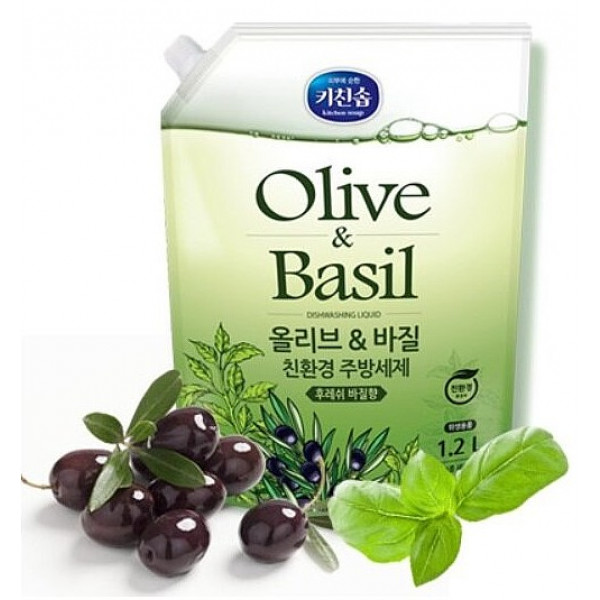 Фото - Средство для ручного мытья посуды Mukungwha овощей, фруктов и детских бутылочек Оливка и Базилик 1,2л