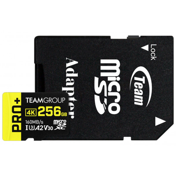Фото - Карта памяти Team PRO+ MICRO SDXC 256GB UHS-I U3 A2 V30 (DDR200) (TPPMSDX256GIA2V3003)