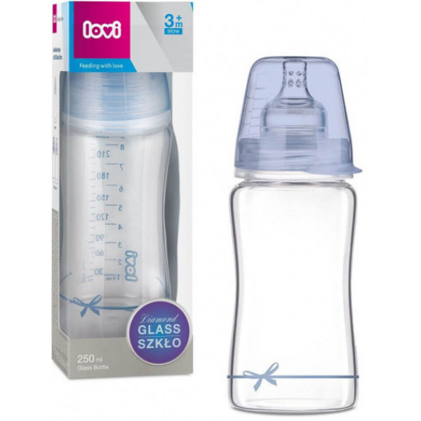 Фото - Бутылочка для кормления Lovi DIAMOND GLASS Baby Shower boy, 250 мл. (74/204boy)