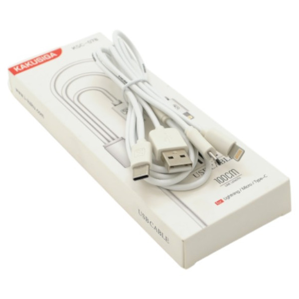Фото - Кабель iKaku BAITONG 3 in 1 Micro/iPhone/Type-C 1 м White (KSC-078)