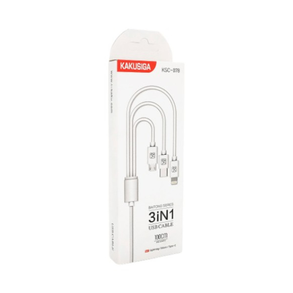 Фото - Кабель iKaku BAITONG 3 in 1 Micro/iPhone/Type-C 1 м White (KSC-078)