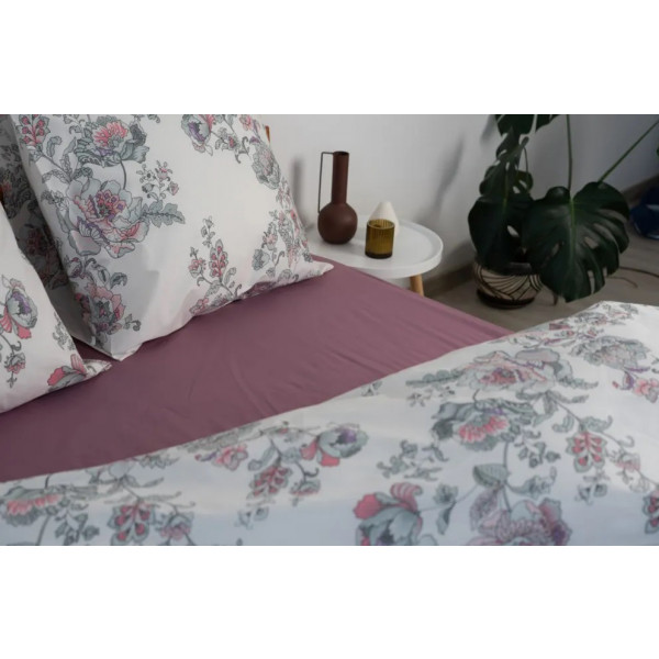 Фото - Простынь двуспальная ТЕП ВДОХНОВЕНИЕ с резинкой 180х200 см Пепельная роза (2-04018_26853)