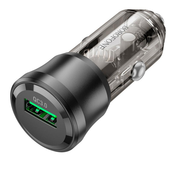 Фото - Автомобильное зарядное устройство BOROFONE BZ23 Noble single-port QC3.0 car charger Transparent Black (6941991106903)