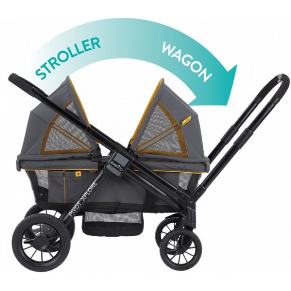 Фото - Коляска для двойни прогулочная Evenflo Pivot Xplore All-Terrain Stroller Wagon Adventurer (032884200115)