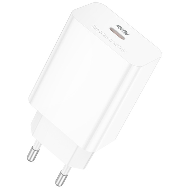 Фото - Сетевое зарядное устройство BOROFONE BA21A Pro Long journey single port PD20W charger White (6941991111402)
