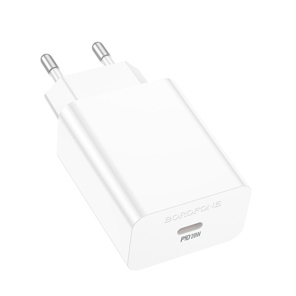 Фото - Сетевое зарядное устройство BOROFONE BA21A Pro Long journey single port PD20W charger White (6941991111402)