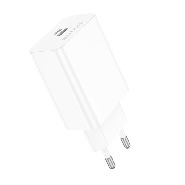 Фото - Сетевое зарядное устройство BOROFONE BA21A Pro Long journey single port PD20W charger White (6941991111402)