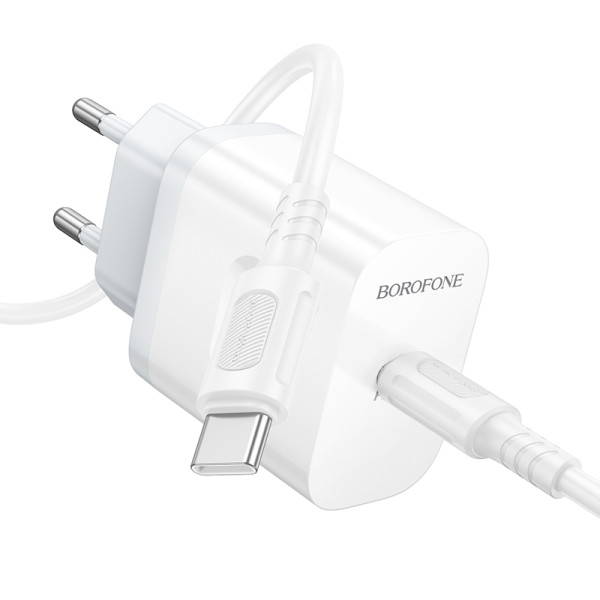 Фото - Сетевое зарядное устройство BOROFONE BA99A Breeze single port PD20W charger set(C to C) White (6941991121371)