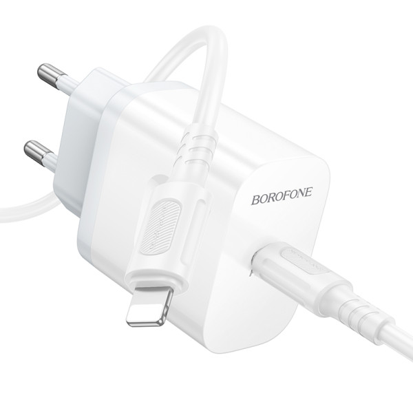 Фото - Сетевое зарядное устройство BOROFONE BA99A Breeze single port PD20W charger set(C to iP) White (6941991121364)