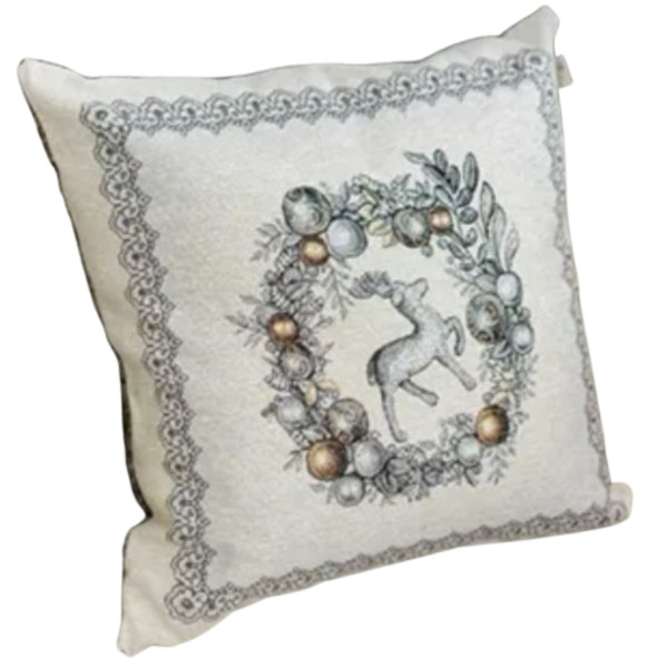 Фото - Подушка декоративная Прованс SILVER STAR Венок с оленем 45х45 см (031403)