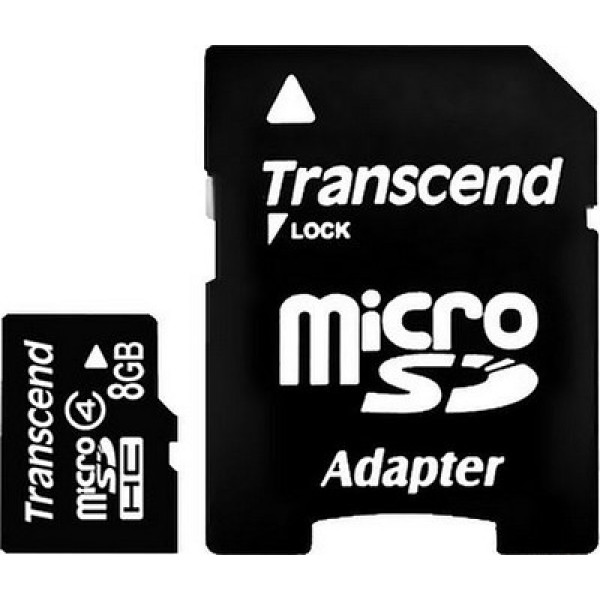 Фото - Карта памяти Transcend microSDHC 8GB Class 4+SD adapter (TS8GUSDHC4)