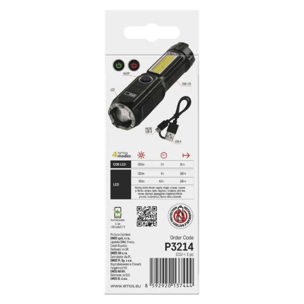 Фото - Фонарь EMOS LED P3214 150Lm Li-Ion 1200 мАг. пласт.