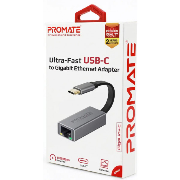 Фото - Переходник USB Type-C - RJ-45 Promate USB Type-C/RJ45 (gigaLink-c.grey)
