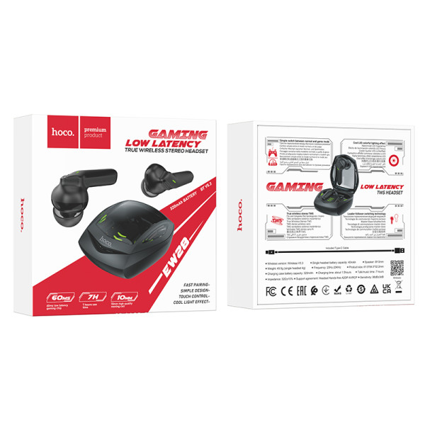 Фото - Наушники вкладыши беспроводные TWS HOCO EW28 Magic Black (6931474785046)