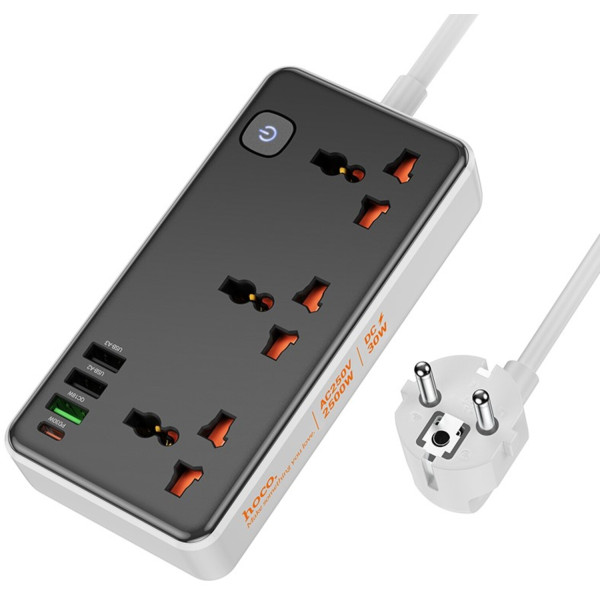 Фото - Сетевой фильтр HOCO AC8A Storm 3-position socket (PD30W/1C3A) Black