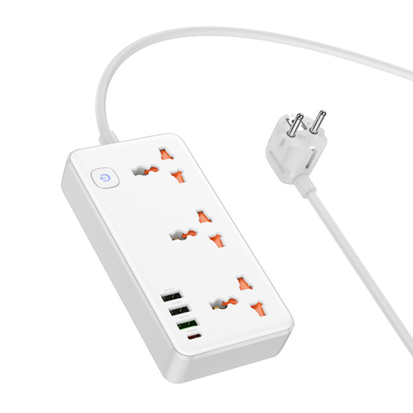Фото - Сетевой фильтр HOCO AC8A Storm 3-position socket PD30W/1C3A White (6942007600101)