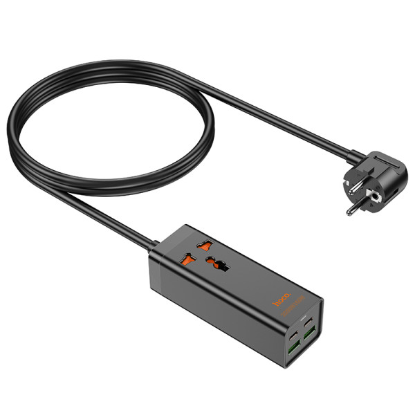 Фото - Удлинитель 220В HOCO AC10A Barry PD65W GaN 2C2A with 1 socket desktop charger White (6942007601689)