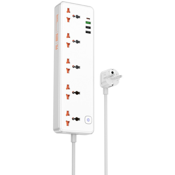 Фото - Сетевой фильтр HOCO AC14A Rico 5-position socket PD30W/1C3A White (6942007607186)