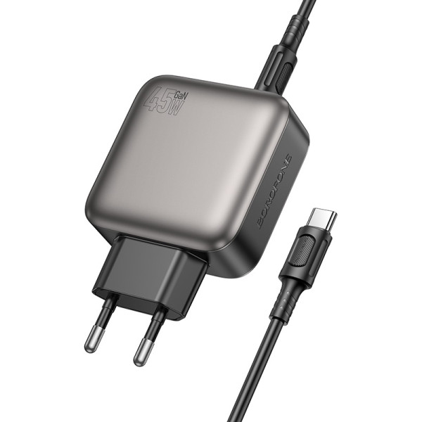 Фото - Сетевое зарядное устройство BOROFONE BAS56A Absolute PD45W 2C1A charger set C to C EU Black (6941991116278)