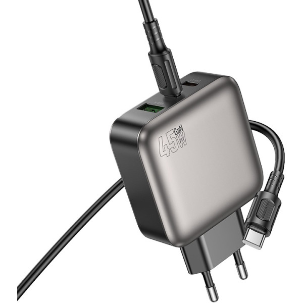 Фото - Сетевое зарядное устройство BOROFONE BAS56A Absolute PD45W 2C1A charger set C to C EU Black (6941991116278)