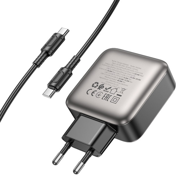 Фото - Сетевое зарядное устройство BOROFONE BAS56A Absolute PD45W 2C1A charger set C to C EU Black (6941991116278)