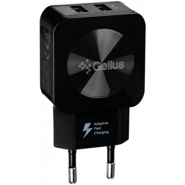 Фото - Сетевое зарядное устройство Gelius Ultra Prime GU-HC02 2USB 2.1A Black+Cable Lightning (91047)