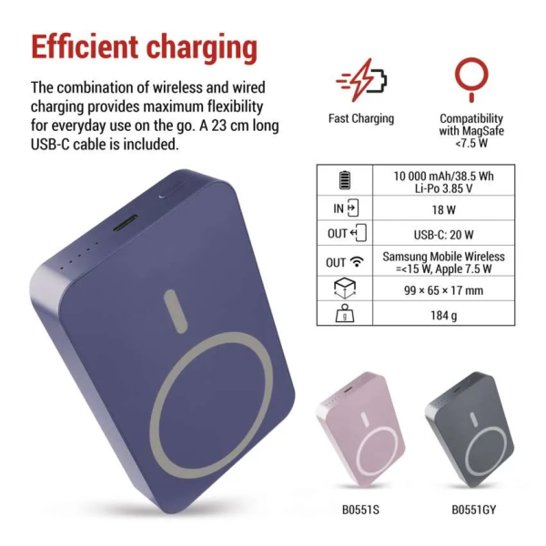 Фото - Батарея мобильная EMOS B0551BL WI1046 20W/10000mAh, синий, PD20W