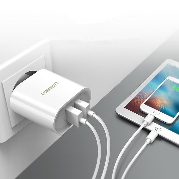 Фото - Сетевое зарядное устройство UGREEN CD104 2xUSB 3.4A Charger White (20384)