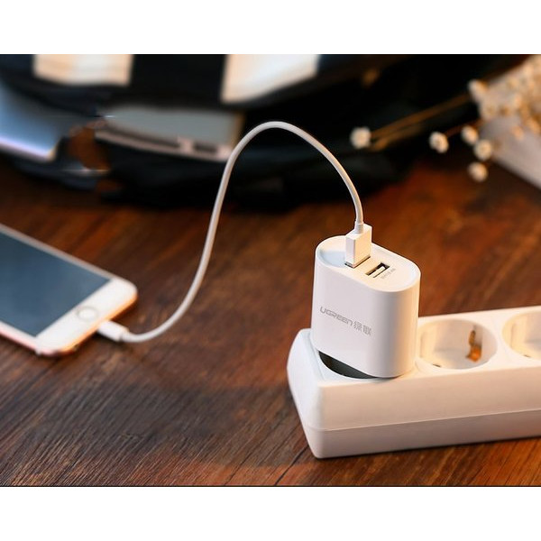 Фото - Сетевое зарядное устройство UGREEN CD104 2xUSB 3.4A Charger White (20384)