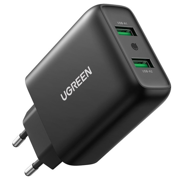 Фото - Сетевое зарядное устройство UGREEN CD161 36W 2xUSB QC 3.0 Charger Black (10216) Фото - Сетевое зарядное устройство UGREEN CD161 36W 2xUSB QC 3.0 Charger Black (10216)