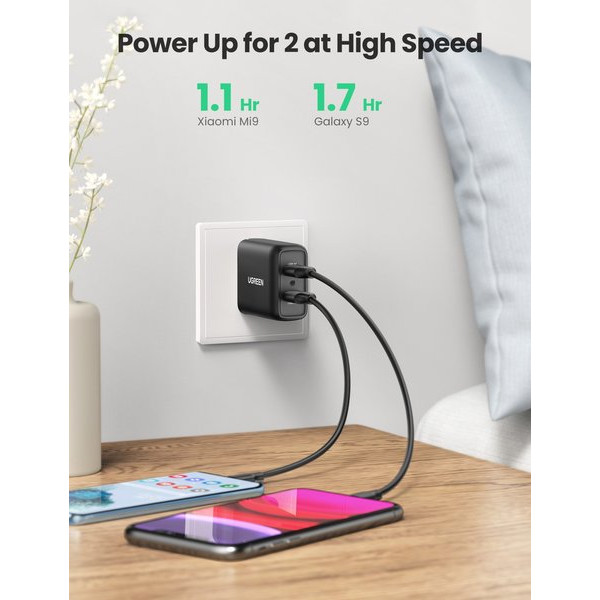 Фото - Сетевое зарядное устройство UGREEN CD161 36W 2xUSB QC 3.0 Charger Black (10216)