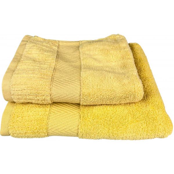 Фото - Полотенце банное GM Textile желтое махровое зеро твист с бордюром 100х150