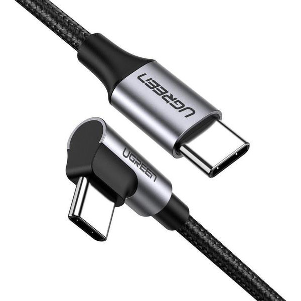 Фото - Кабель синхронизации данных UGREEN US255 Type-C-Type-C Angled 3A Cable 1 м Gray/Black (50123)