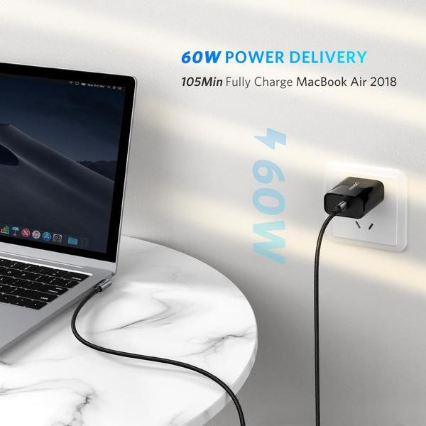 Фото - Кабель синхронизации данных UGREEN US255 Type-C-Type-C Angled 3A Cable 1 м Gray/Black (50123)