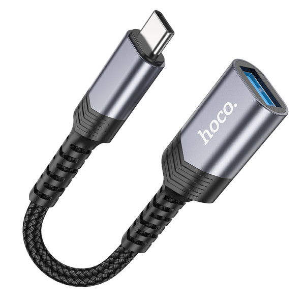 Фото - Переходник HOCO UA24 Type-C male to USB female 3.0 Metal Gray (6942007608848)