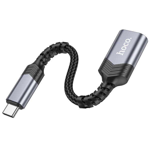 Фото - Переходник HOCO UA24 Type-C male to USB female 3.0 Metal Gray (6942007608848)