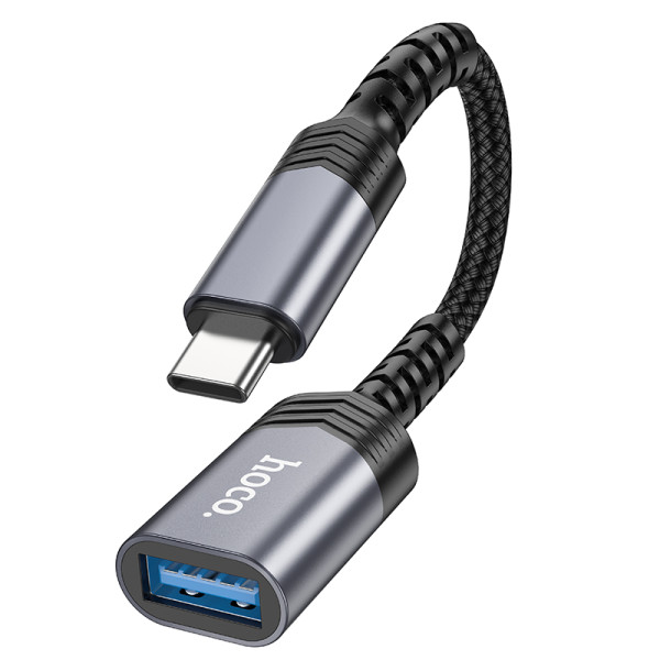 Фото - Переходник HOCO UA24 Type-C male to USB female 3.0 Metal Gray (6942007608848)
