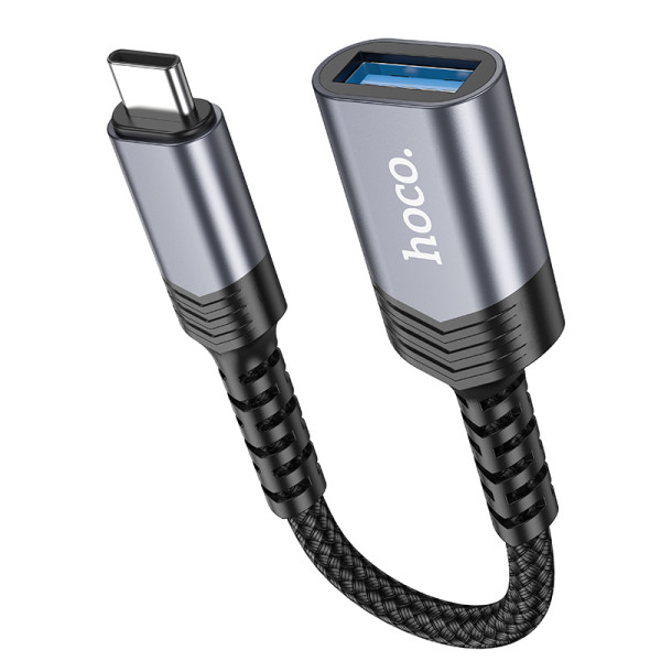 Фото - Переходник HOCO UA24 Type-C male to USB female 3.0 Metal Gray (6942007608848)