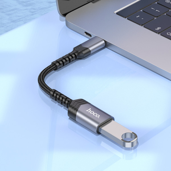 Фото - Переходник HOCO UA24 Type-C male to USB female 3.0 Metal Gray (6942007608848)