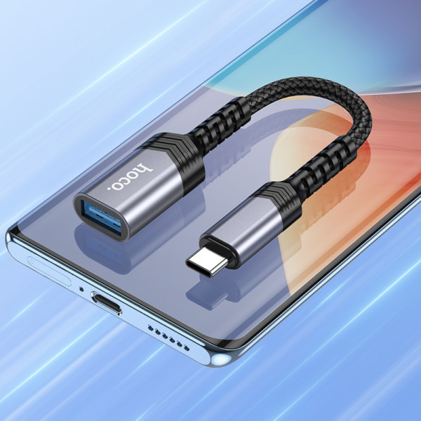Фото - Переходник HOCO UA24 Type-C male to USB female 3.0 Metal Gray (6942007608848)