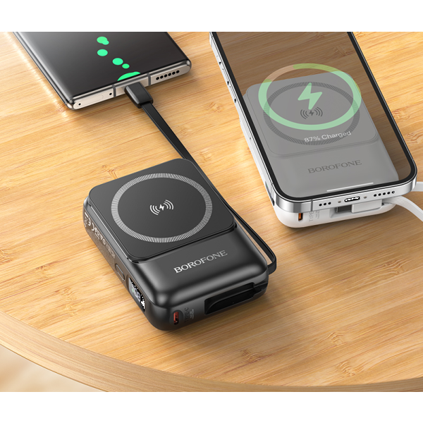 Фото - Батарея мобильная BOROFONE BJ59 Refined 22.5W+PD20W fully compatible power bank with magnetic cable 10000mAh Black (6941991112744)