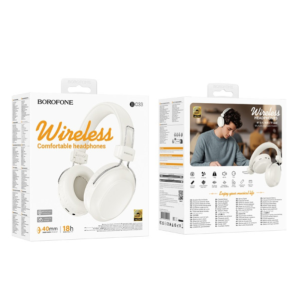 Фото - Наушники полноразмерные беспроводные BOROFONE BO33 Melody Milky White (6941991120091)