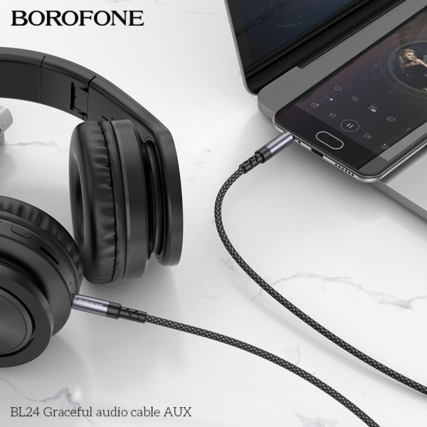 Фото - Кабель 3.5 мм - 3.5 мм BOROFONE BL24 AUX Metal Grey (6941991118968)
