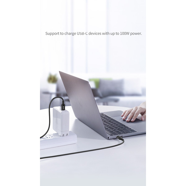 Фото - Кабель синхронизации данных UGREEN US300 Type-C - Type-C 100W 5A Cable 1 м Black (80371)
