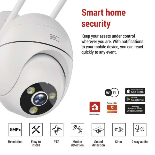 Фото - IP-камера EMOS H4057 Go Smart наружная с Wi-Fi, питание 5V/1A, белая